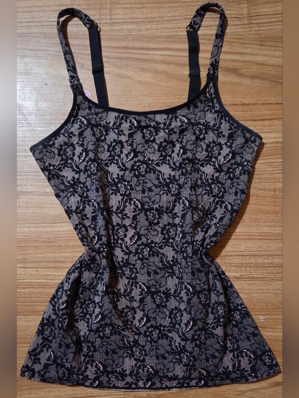 Womens Y2K Black/Nude Lace Design Grunge Cami Size M/L